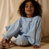 Lil' Atelier Kinderbluse für Mädchen mit Rüsche Zen Blau NMFTESSIE